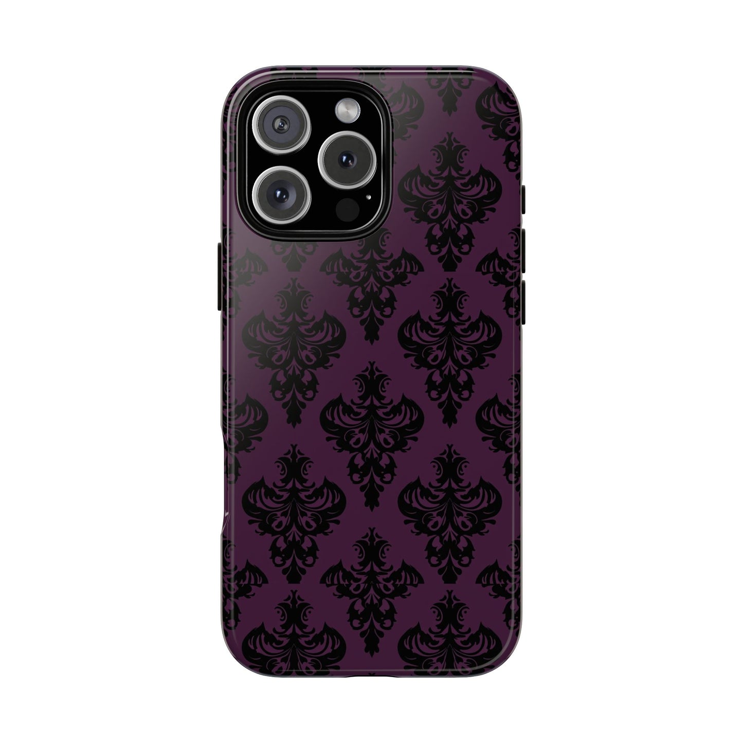 Purple and Black Victorian Damask Pattern Tough Cases