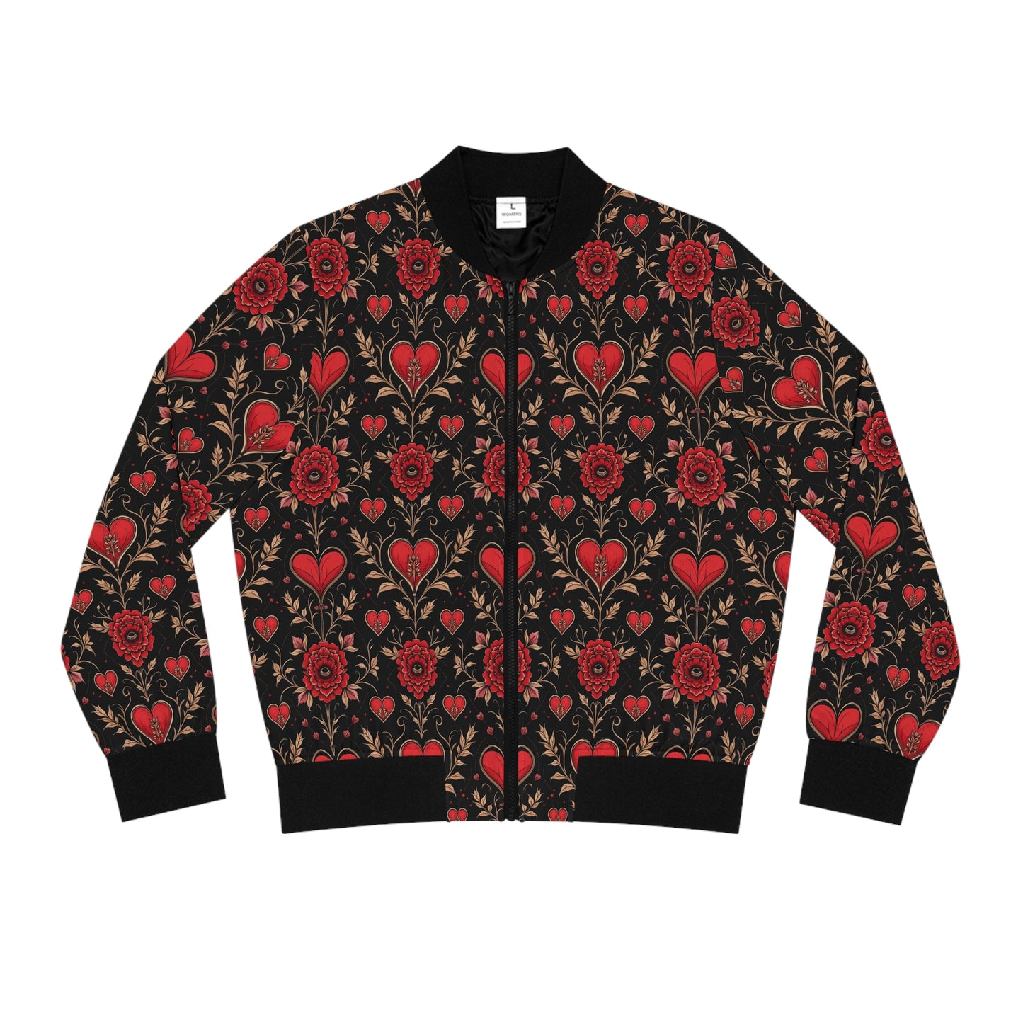 Heart Rose Women's Bomber Jacket (AOP)