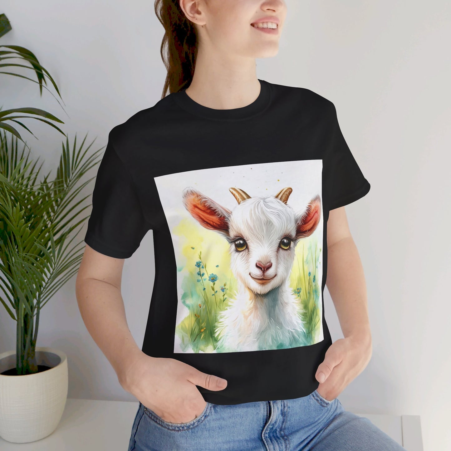 Cute Cartoon Goat Unisex Jersey Short Sleeve Tee