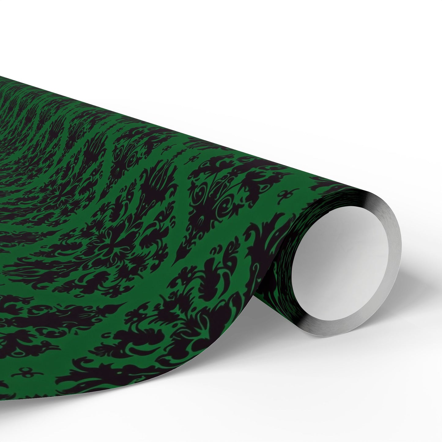 Green and Black Victorian Damask Style Wrapping Papers