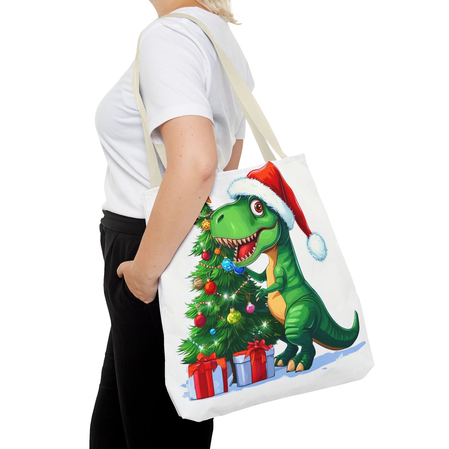 Holiday T-Rex Tote Bag (AOP)