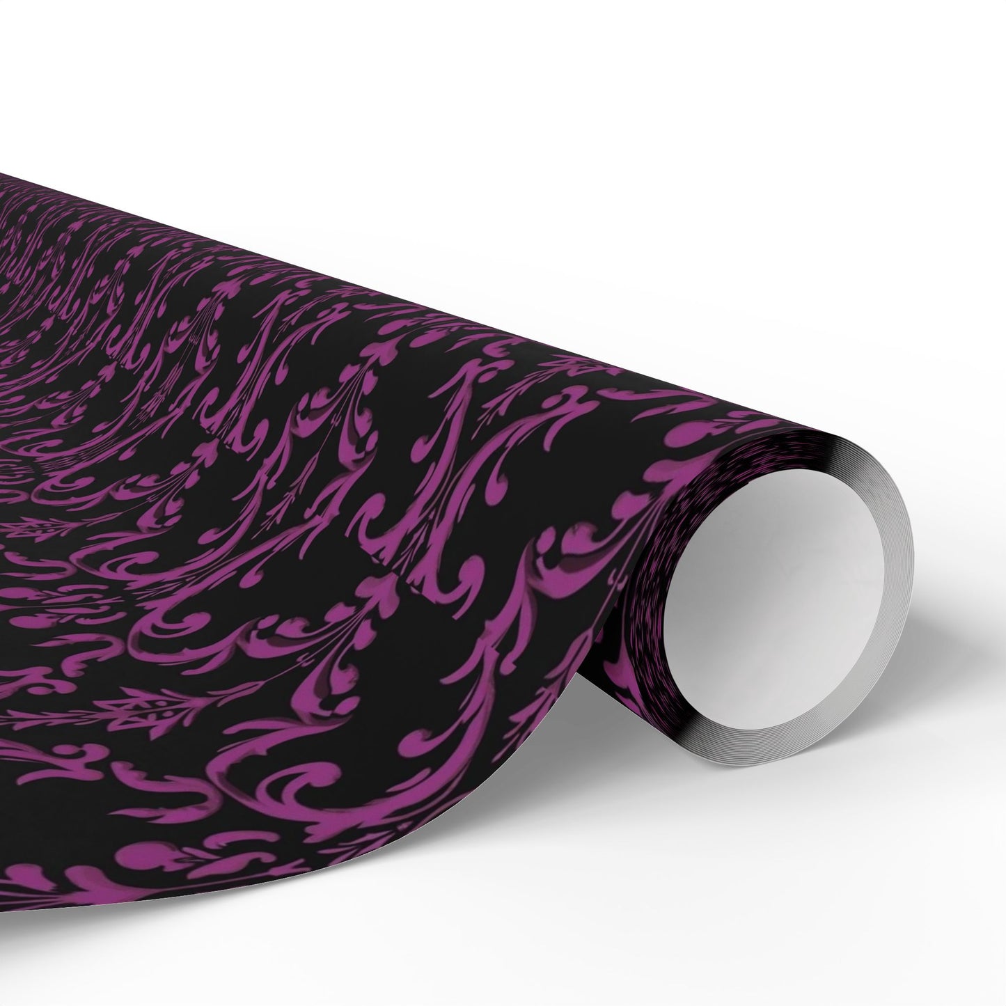 Black and Purple Damask Style Wrapping Papers