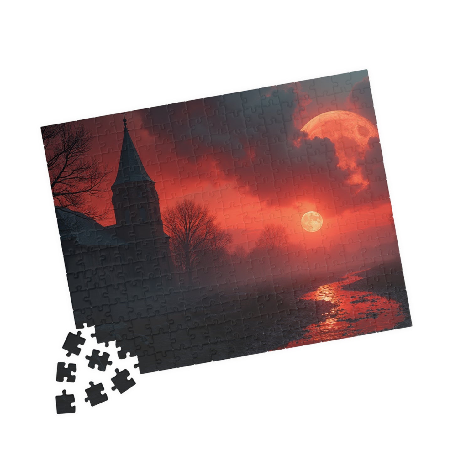 Red Moon Landscape Puzzle (110, 252, 520, 1014-piece)