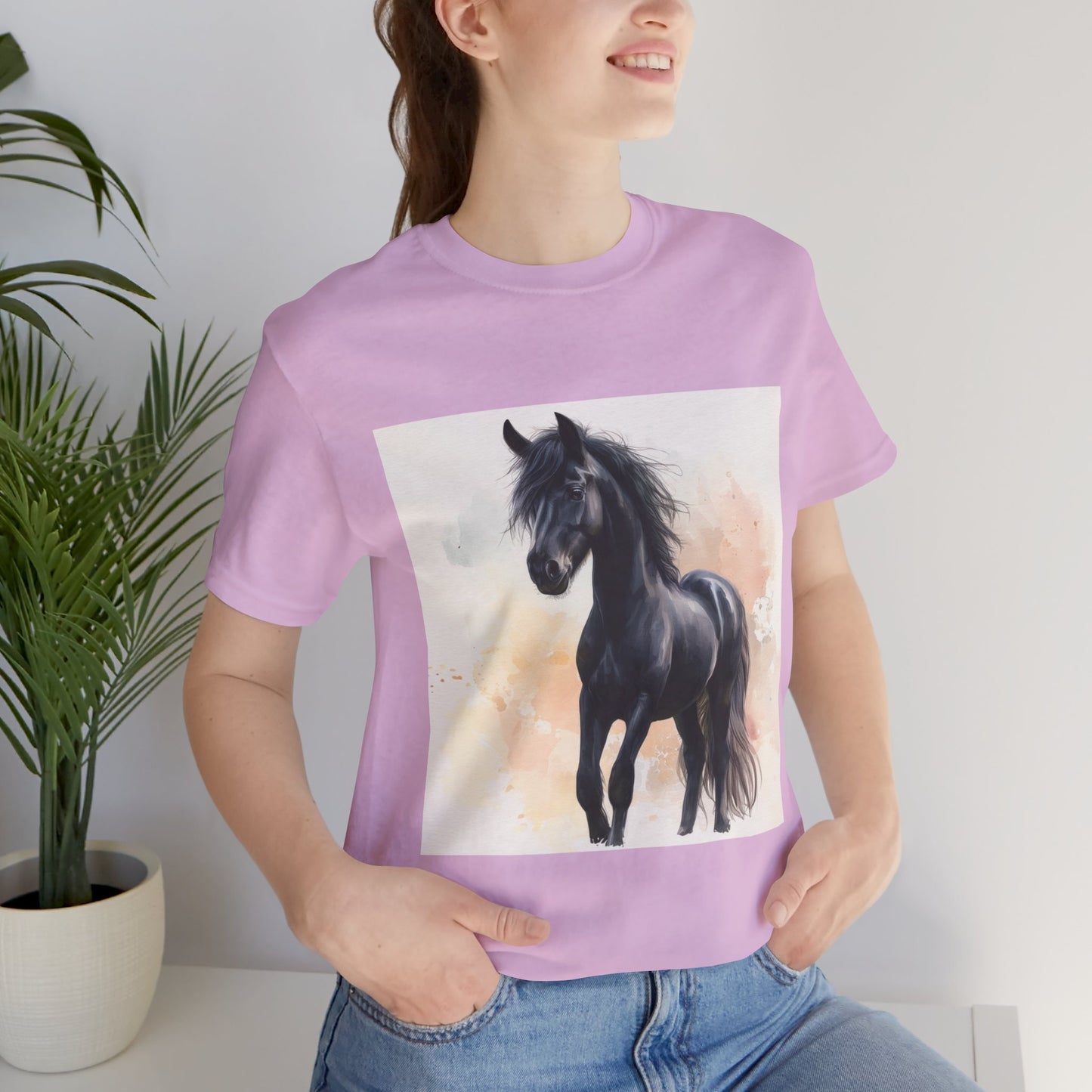 Playful Black Horse Unisex Jersey Short Sleeve Tee