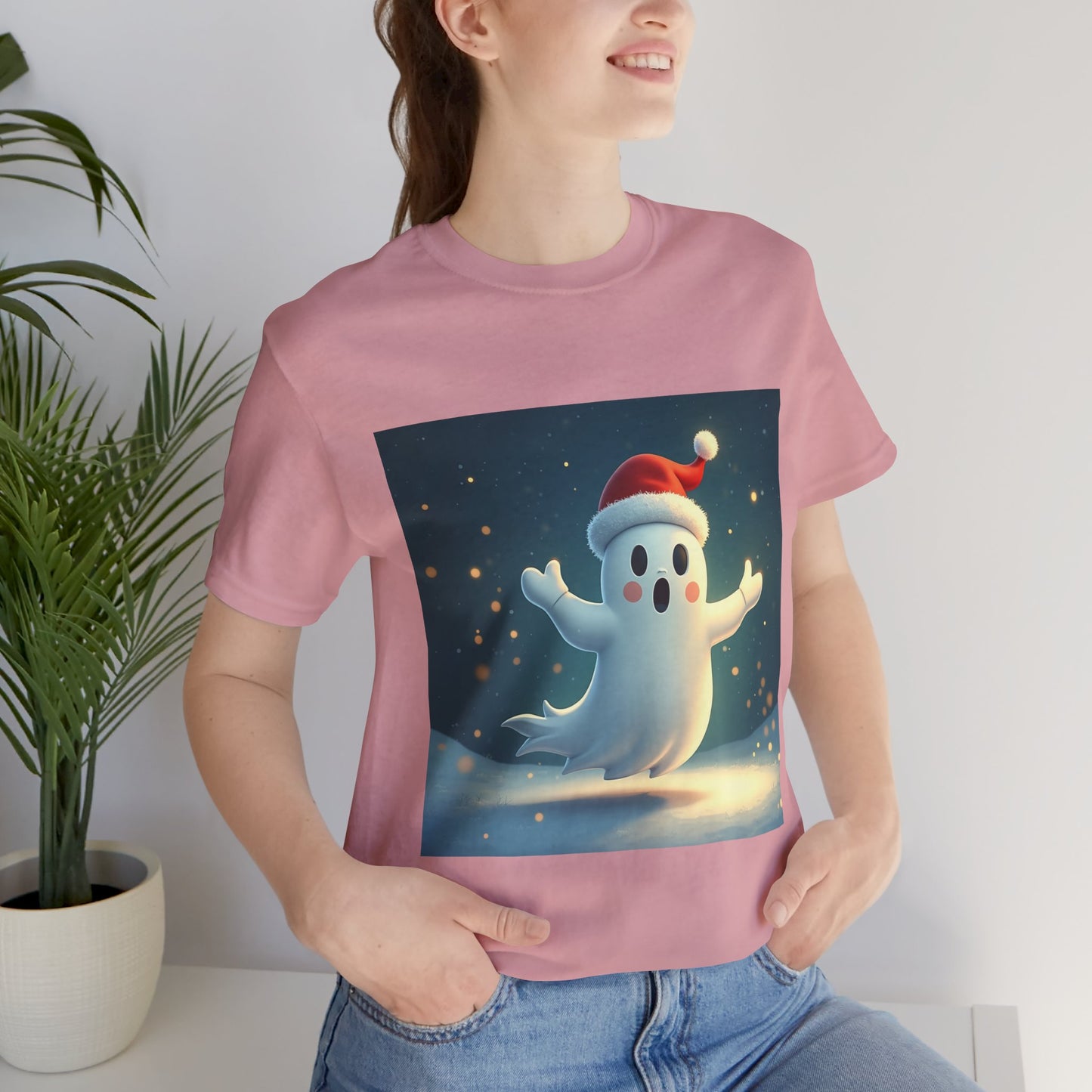 Cute Cartoon Ghost of Christmas Presents Unisex Jersey Tee