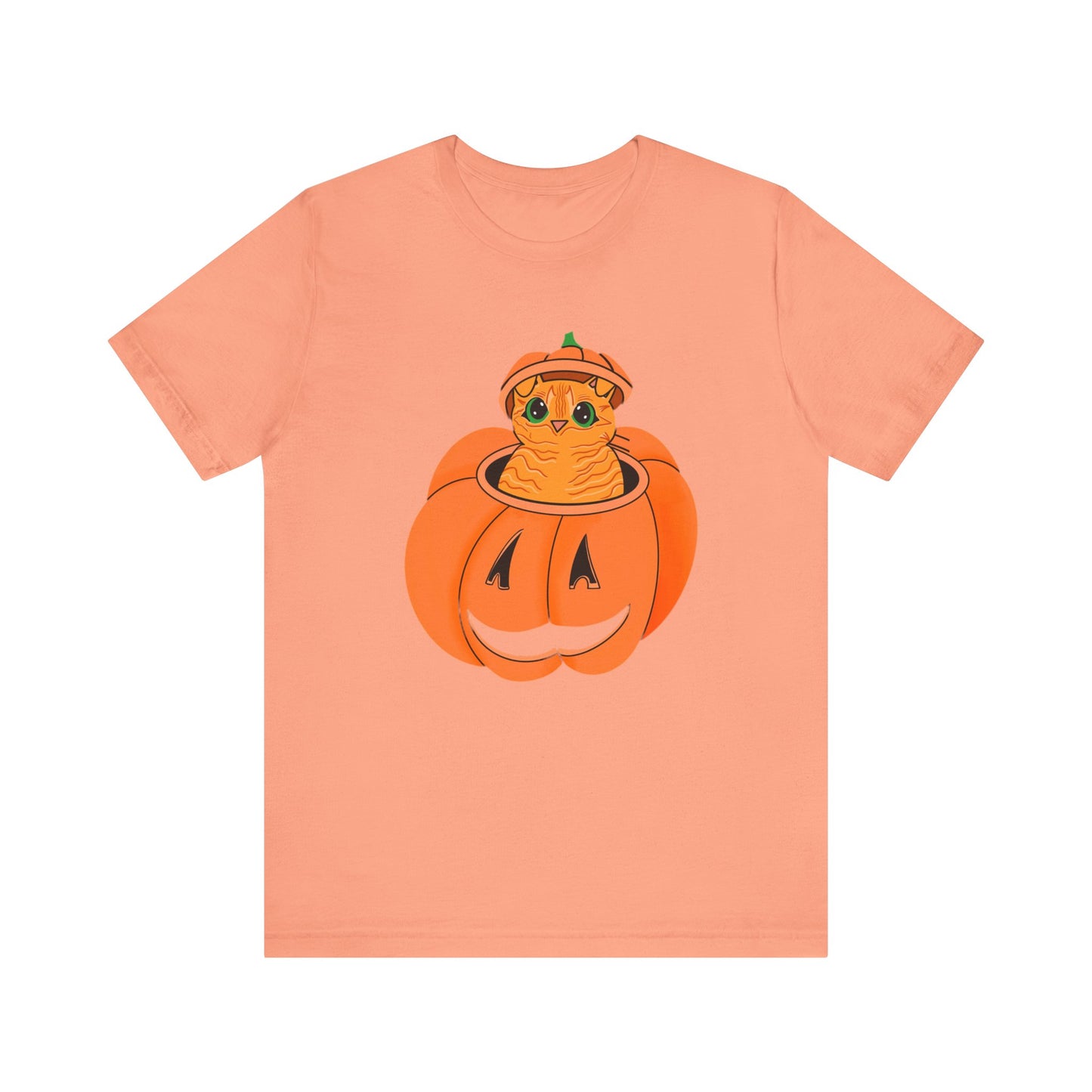 Cute Orange Cat Halloween Unisex Jersey Short Sleeve Tee