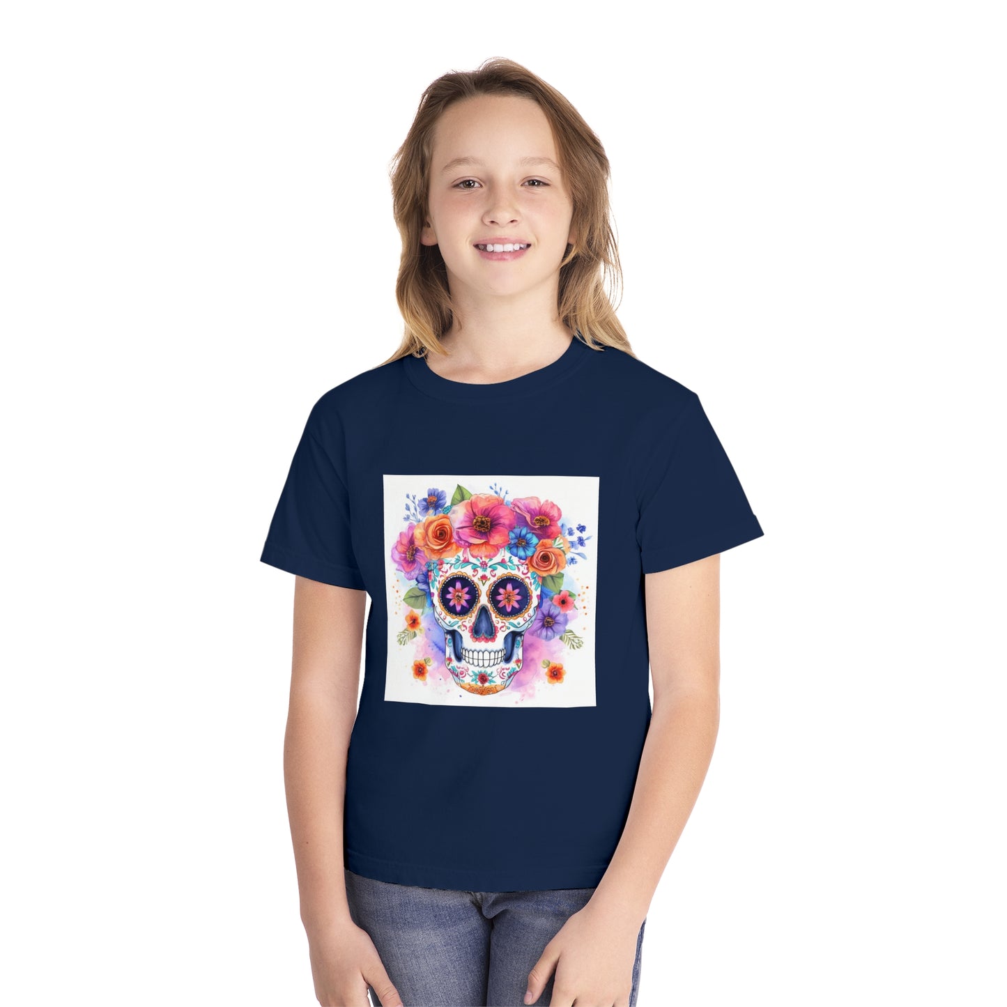 Colorful Sugar Skull Youth Midweight Tee