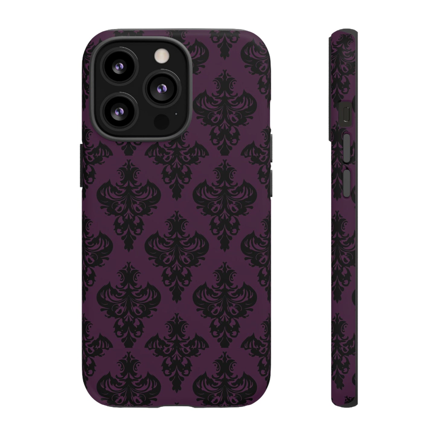 Purple and Black Victorian Damask Pattern Tough Cases