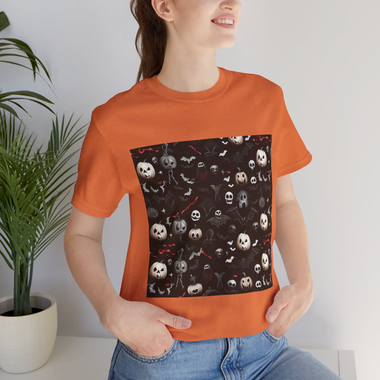 Creepy Halloween Pattern Unisex Jersey Short Sleeve Tee