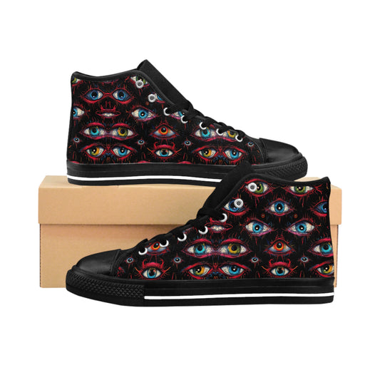 Creepy Eye Pattern Women's Classic Sneakers