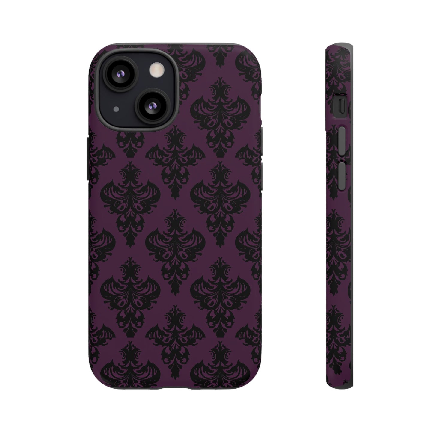 Purple and Black Victorian Damask Pattern Tough Cases