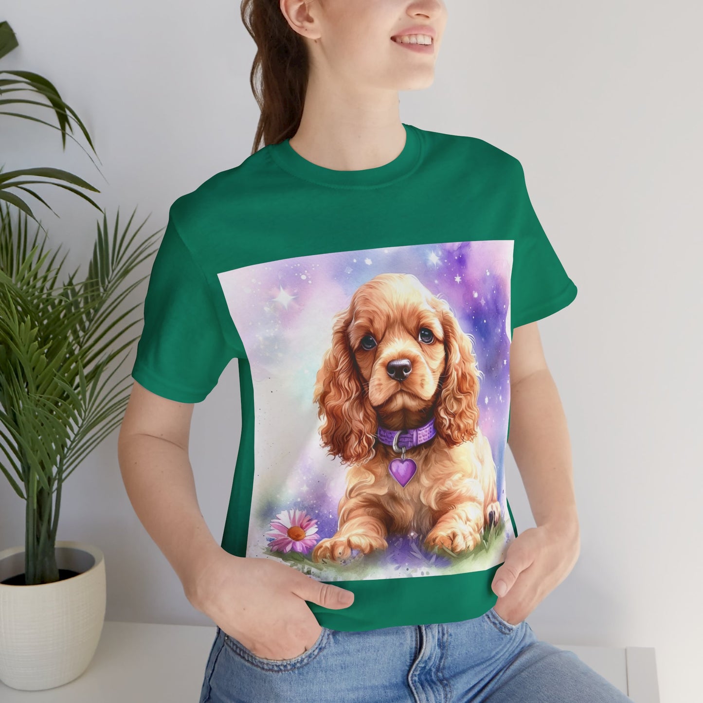 Cute Cocker Spaniel Unisex Jersey Short Sleeve Tee