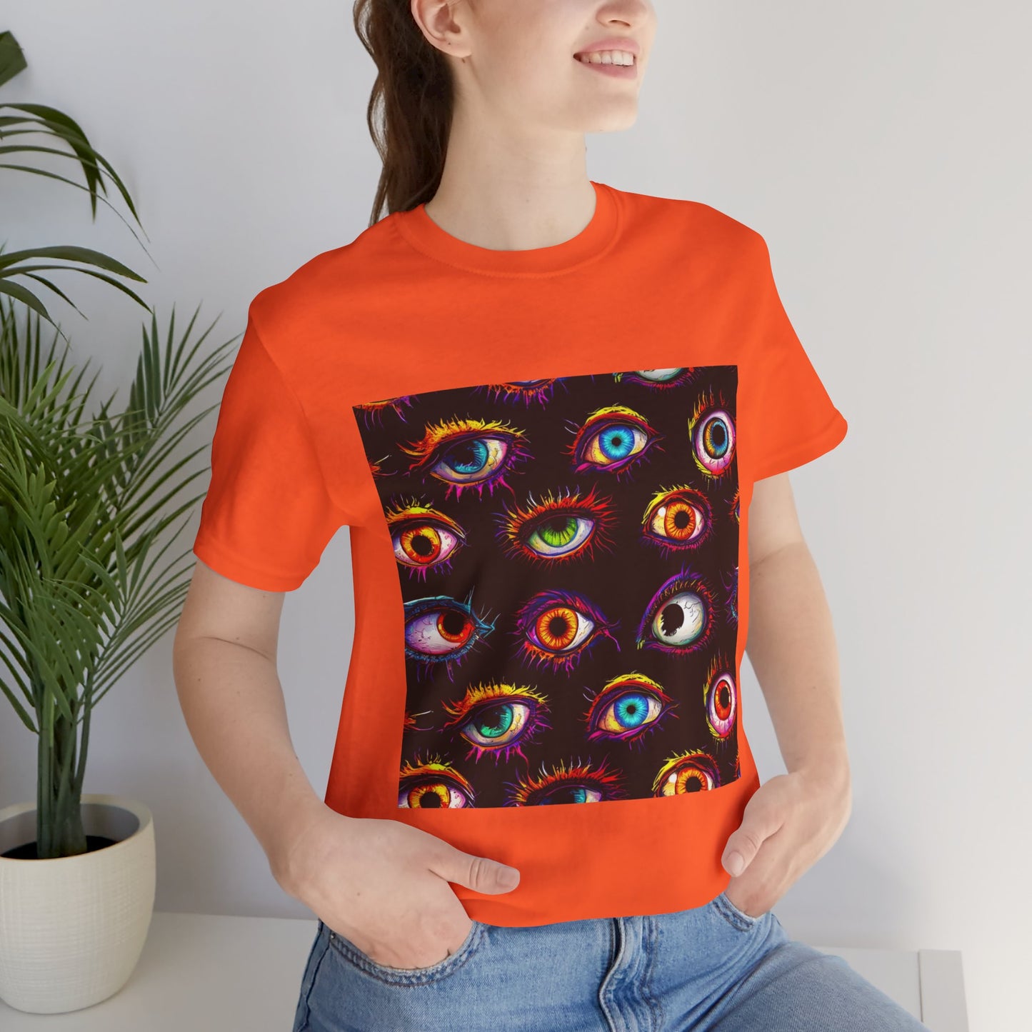 Colorful Spooky Eye Pattern Unisex Jersey Short Sleeve Tee