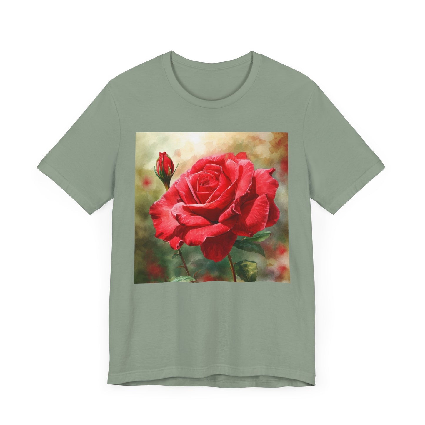 Elegant Rose Short Sleeve Tee - Perfect for Nature Lovers & Everyday Comfort