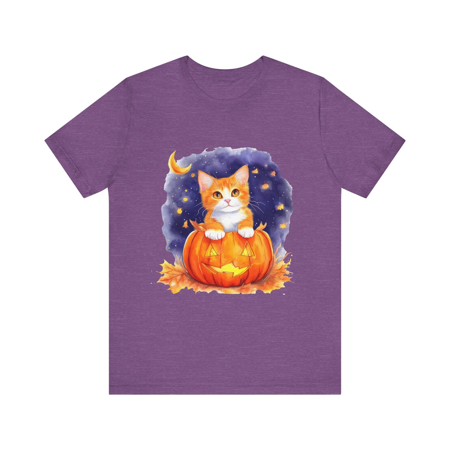 Fuzzy halloween pumpkin cat Unisex Jersey Short Sleeve Tee