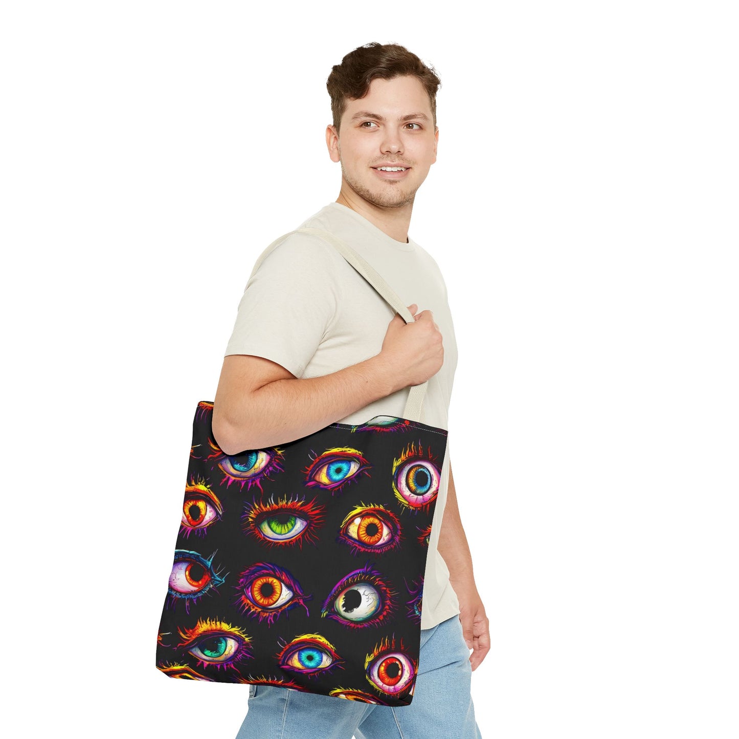 Colorful Spooky Eye Pattern Tote Bag (AOP)