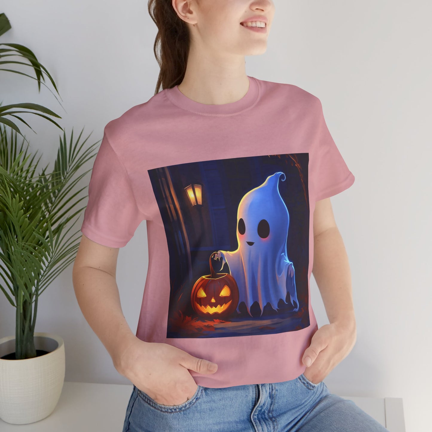 Cute Ghost Trick or Treating Unisex Jersey Short Sleeve Tee