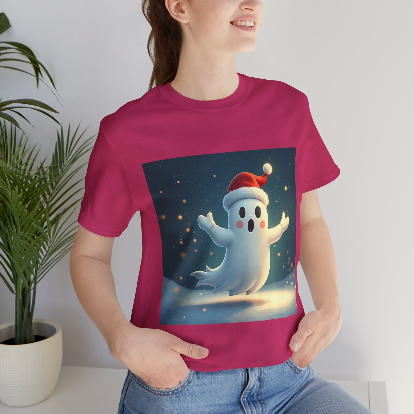 Cute Cartoon Ghost of Christmas Presents Unisex Jersey Tee