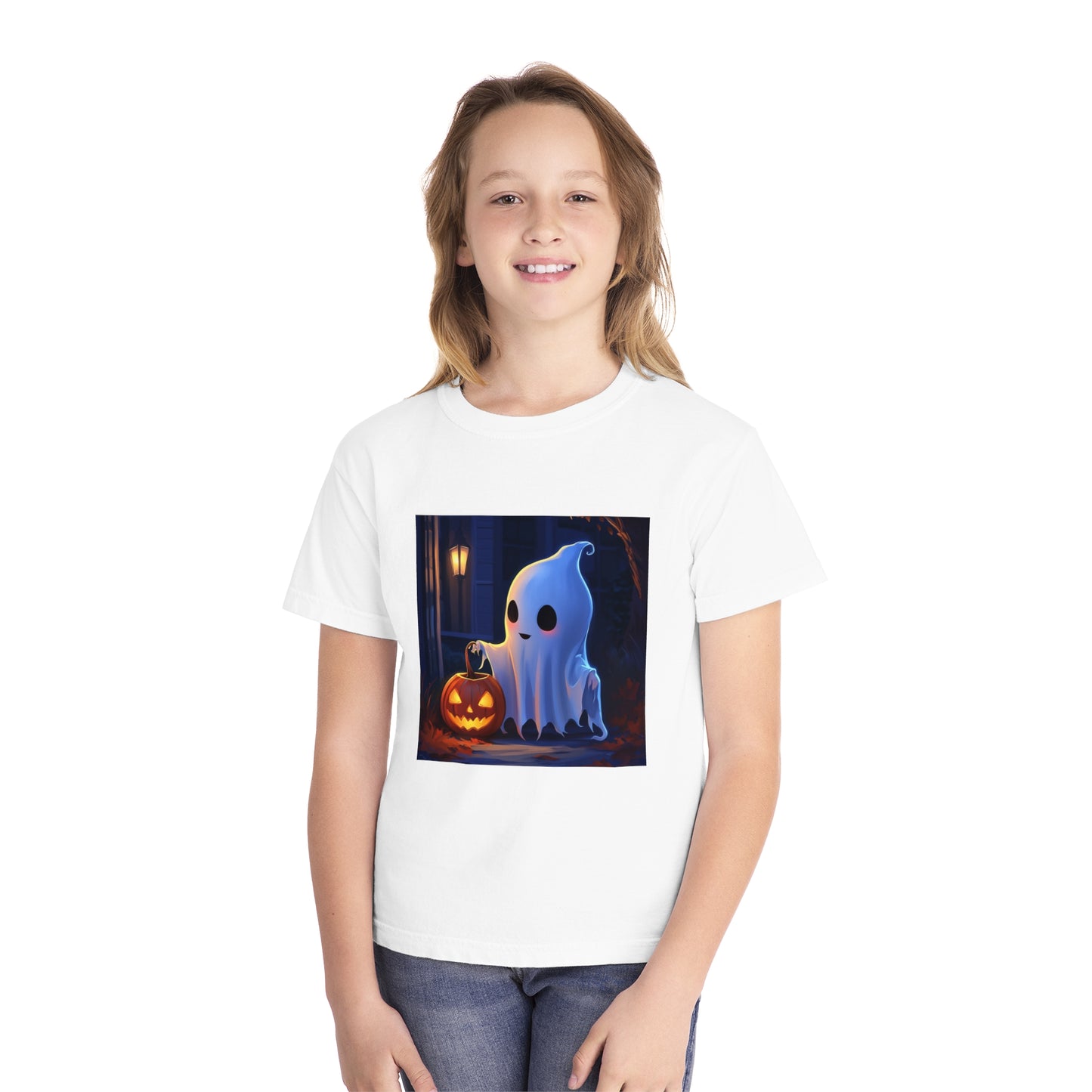 Cute Ghost Trick or Treating Youth Midweight Tee