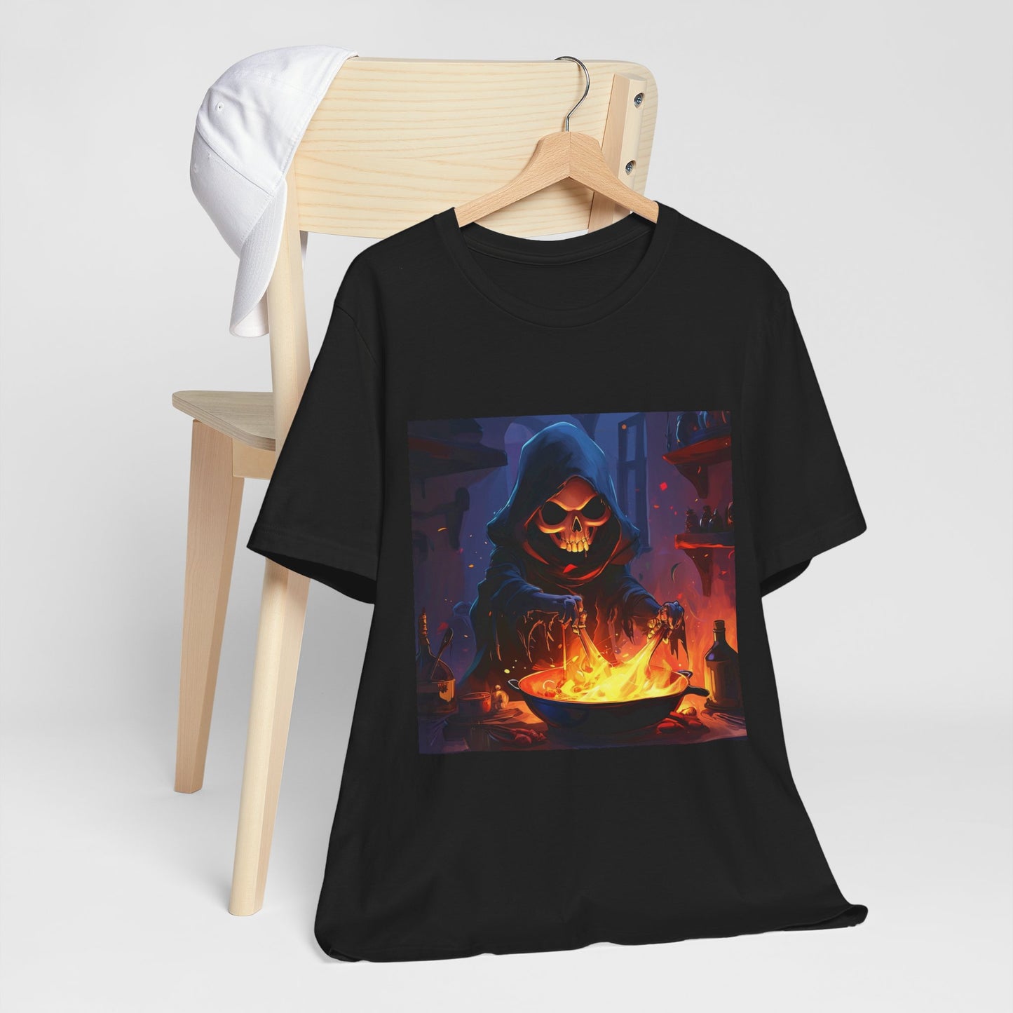 Dark Grim Reaper Cooking Unisex Jersey Short Sleeve Tee