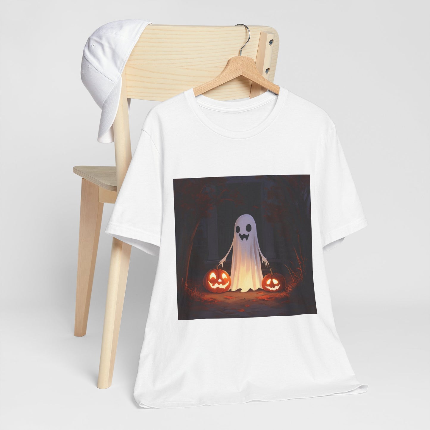 Cute Ghost and Pumpkins Unisex Jersey Short Sleeve Tee