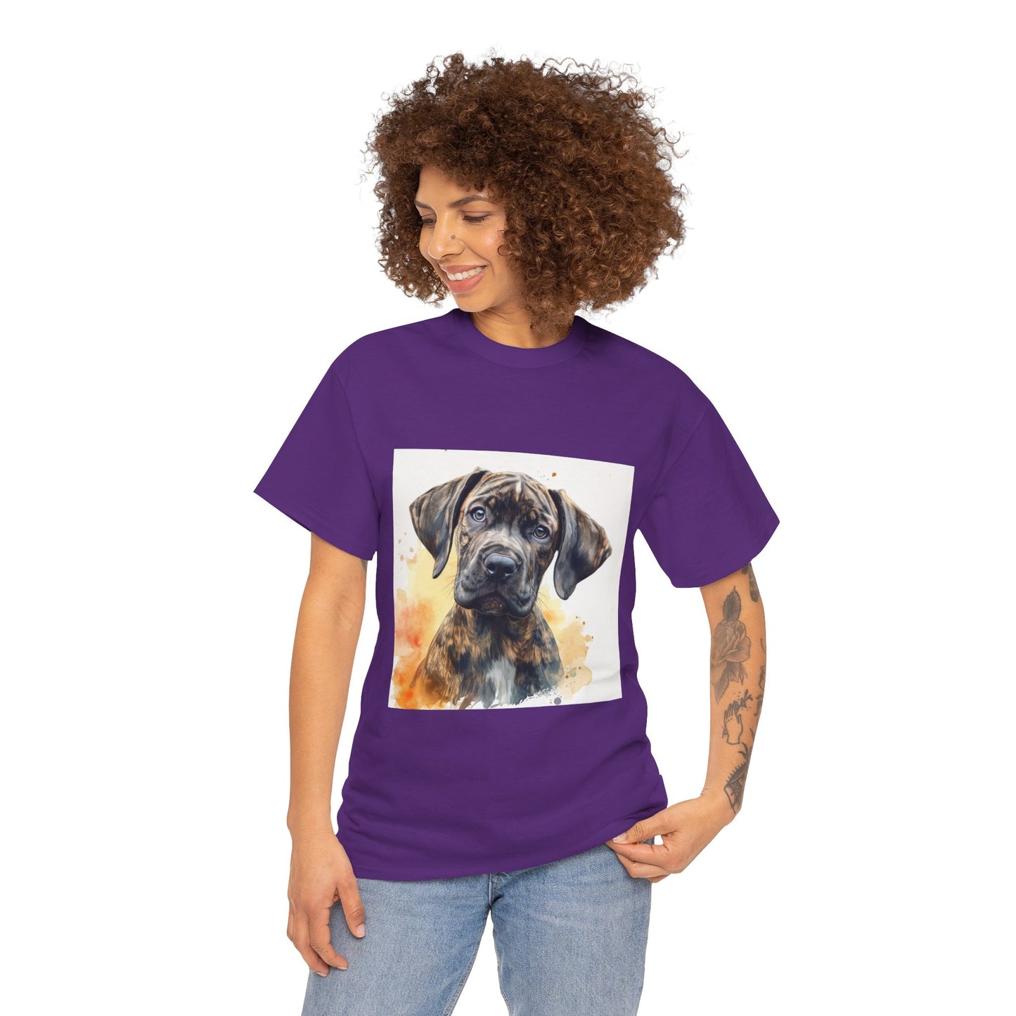 Brindle Great Dane Puppy Unisex Heavy Cotton Tee