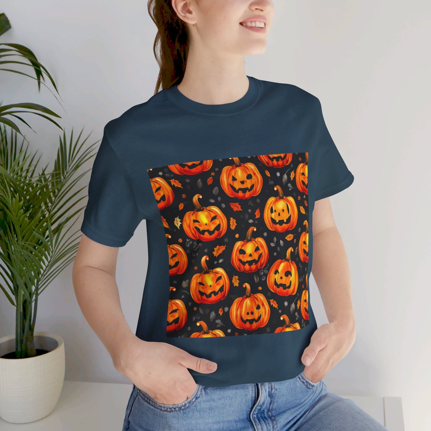 Cute Pumpkin Pattern Unisex Jersey Short Sleeve Tee