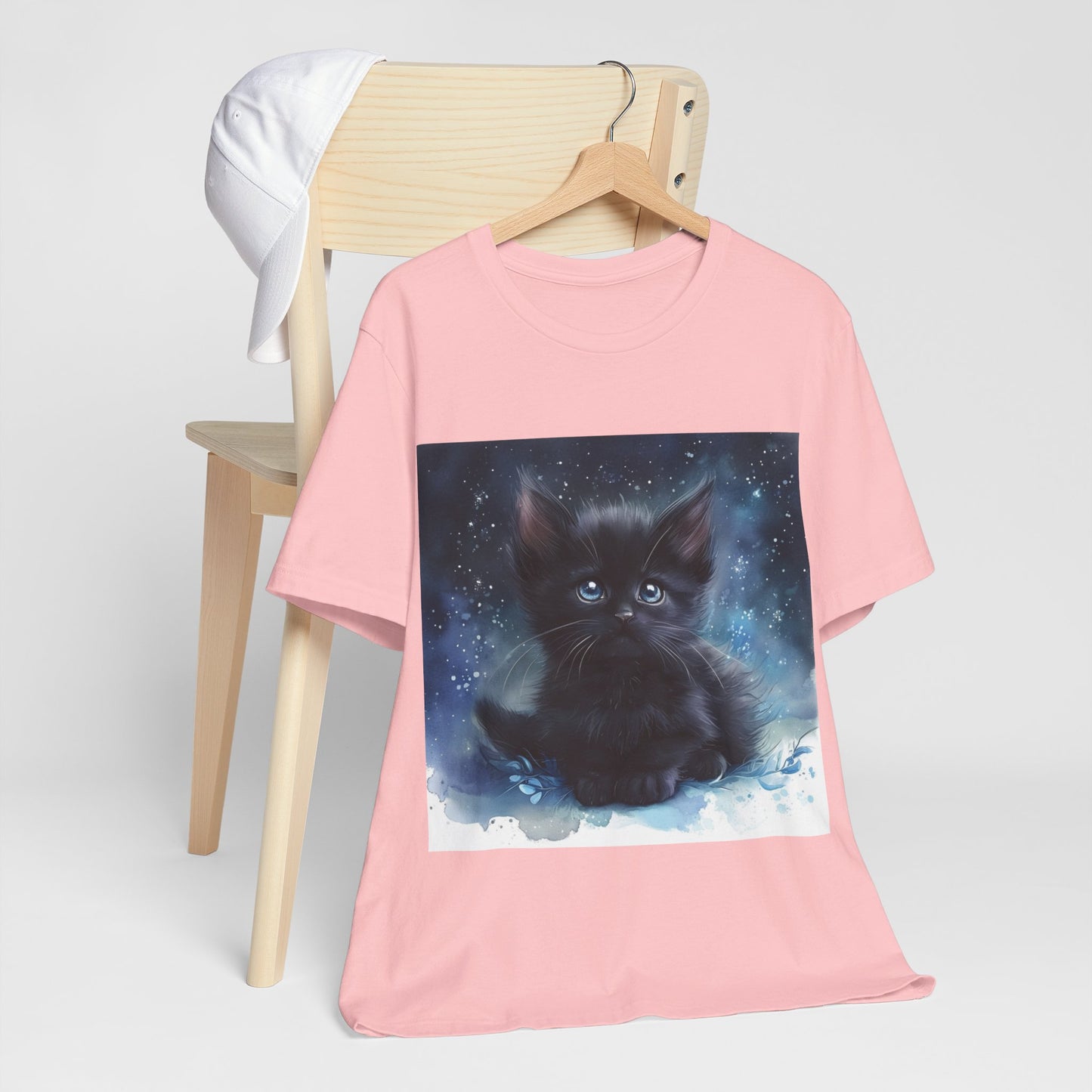 Starry Sky Black Kitten Unisex Jersey Short Sleeve Tee