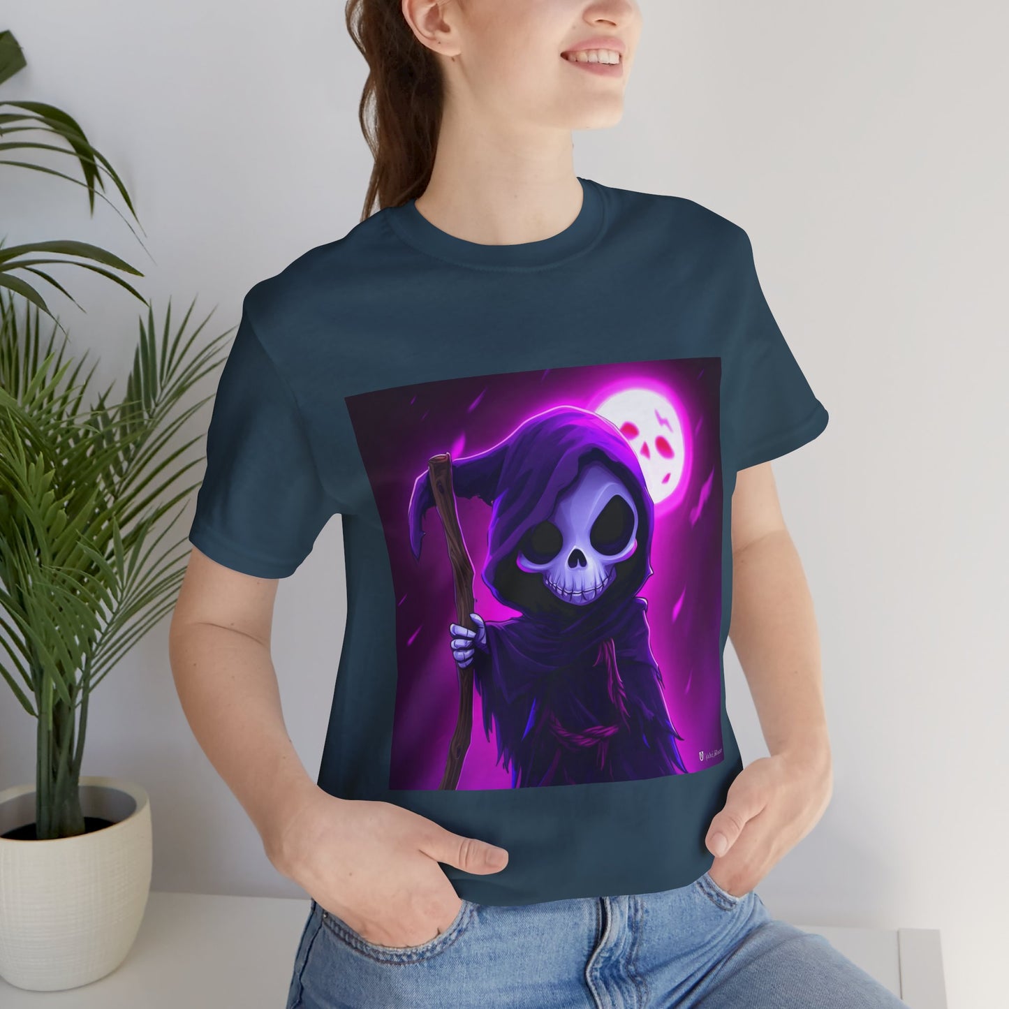 Smiling Moon Grim Reaper Unisex Jersey Short Sleeve Tee