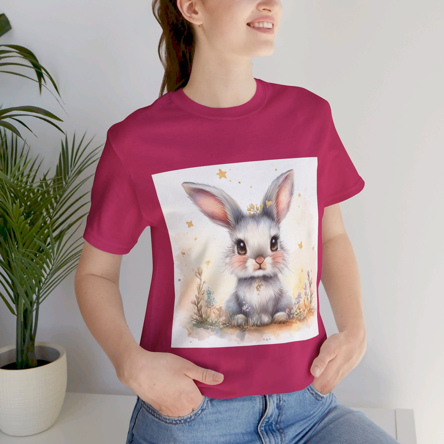 Cute fluffy bunny Unisex Jersey Short Sleeve Tee