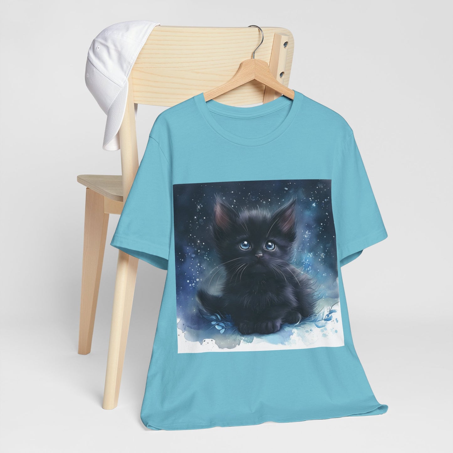 Starry Sky Black Kitten Unisex Jersey Short Sleeve Tee