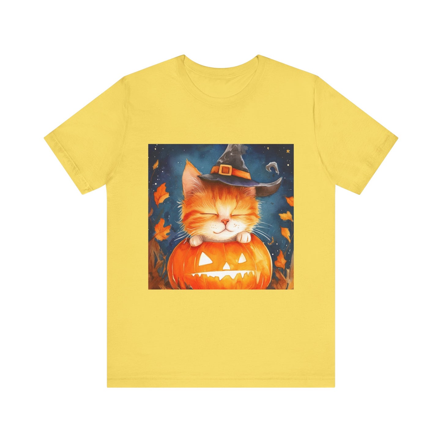 Cute Orange Cat on a pumpkin Unisex Jersey Short Sleeve Tee