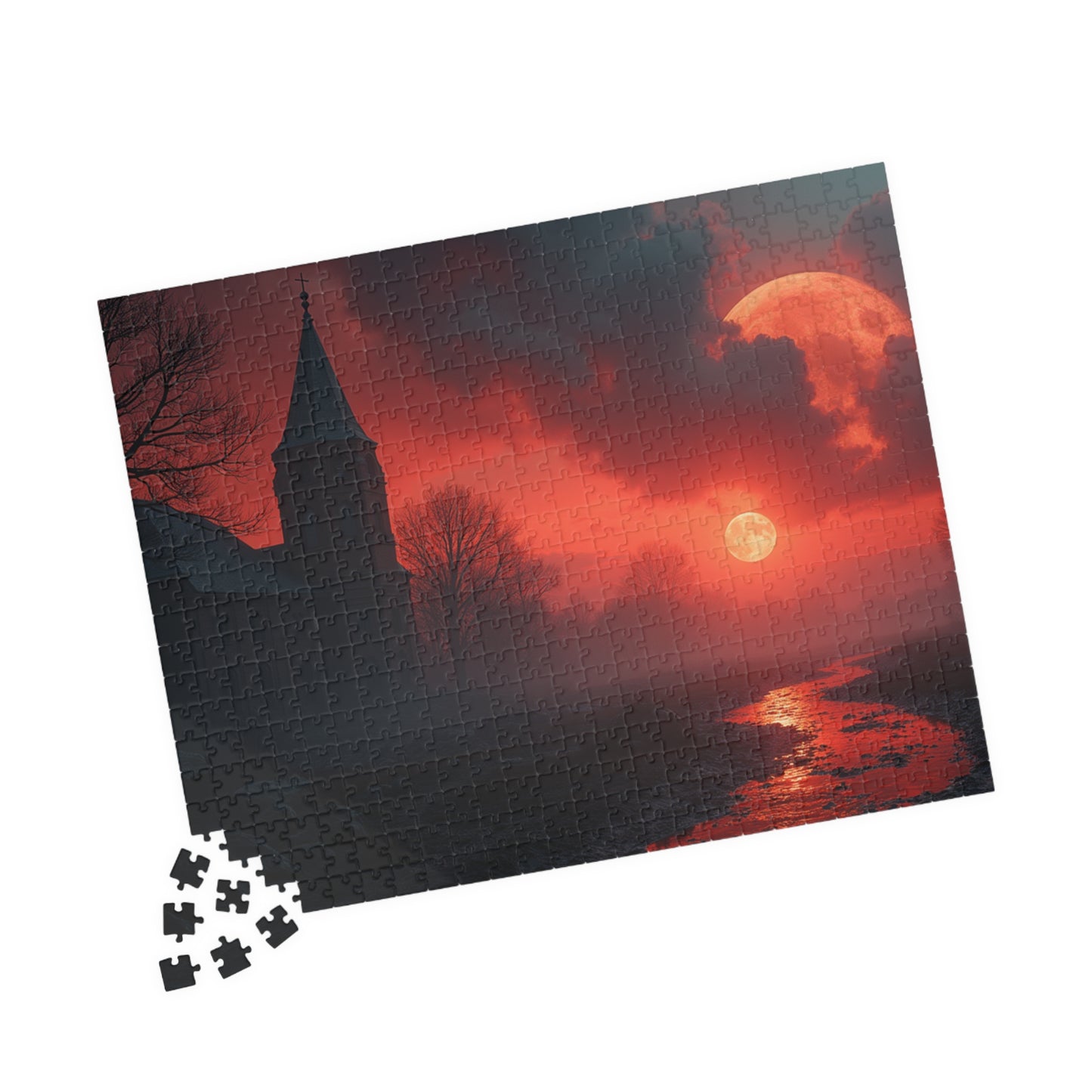 Red Moon Landscape Puzzle (110, 252, 520, 1014-piece)