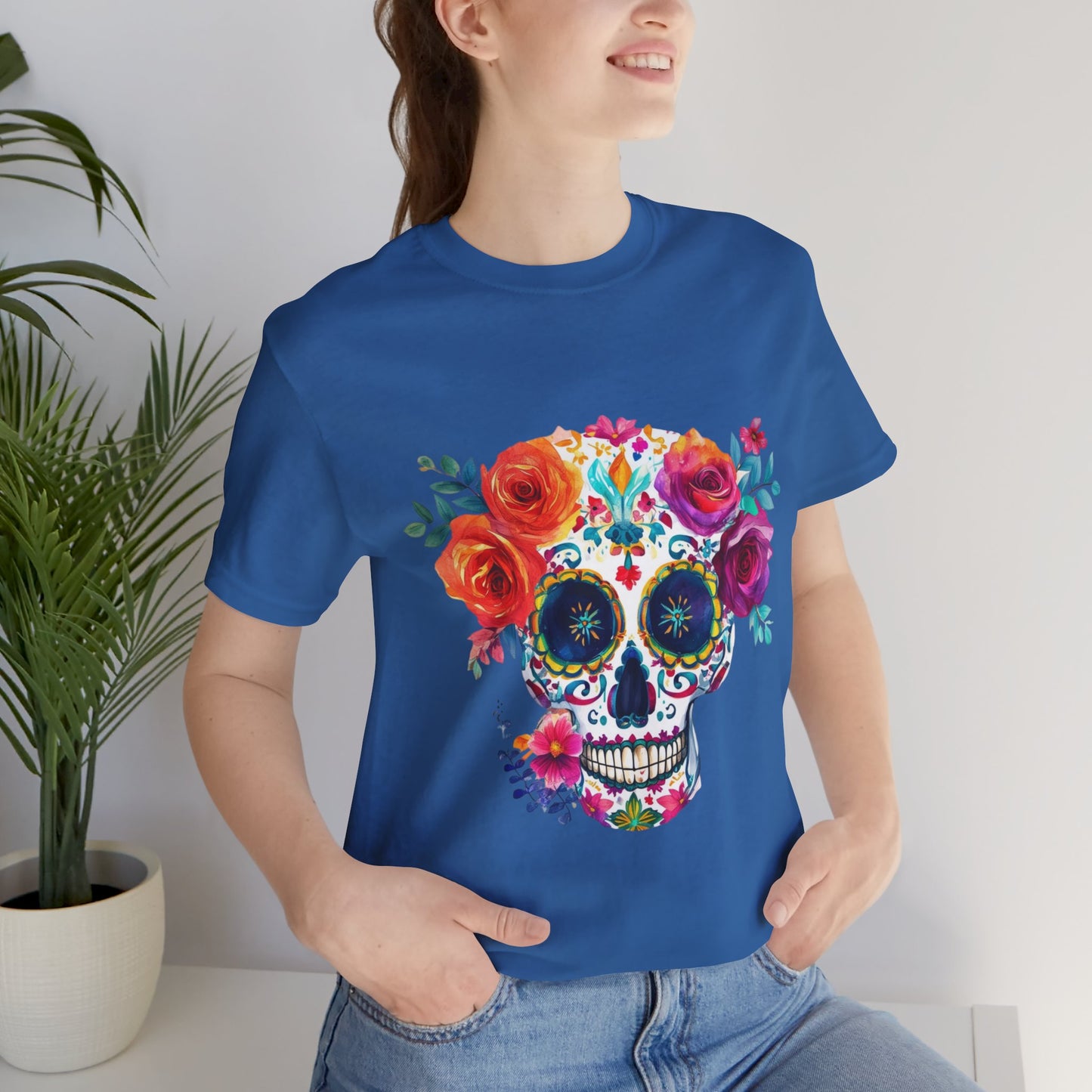 Day of the Dead Bright Sugar Skull Unisex Jersey Short Sleeve Tee