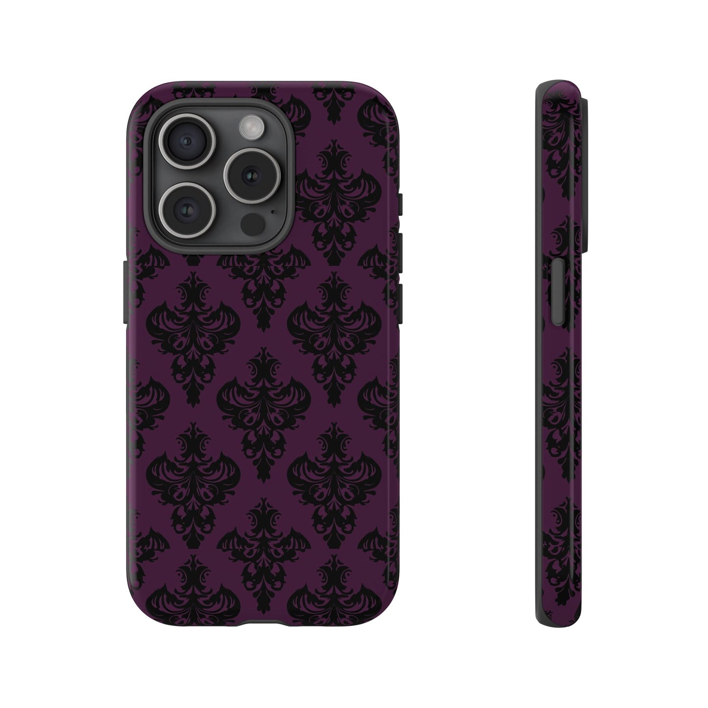 Purple and Black Victorian Damask Pattern Tough Cases