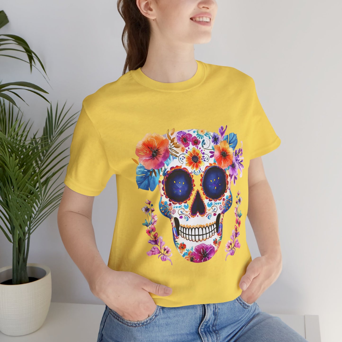 Day of the dead sugar skull Unisex Jersey Short Sleeve Tee