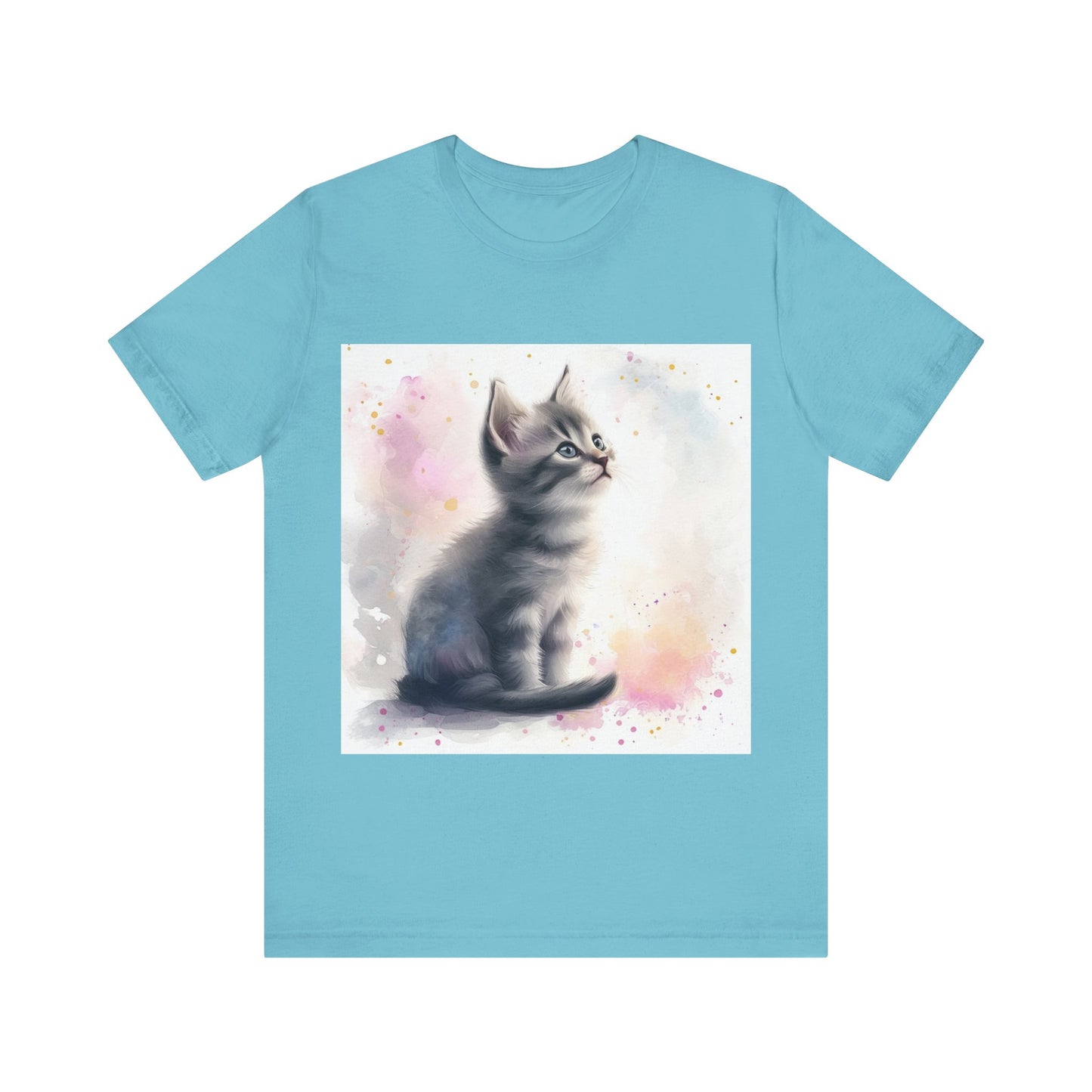 Watercolor Gray Kitten Unisex Jersey Short Sleeve Tee