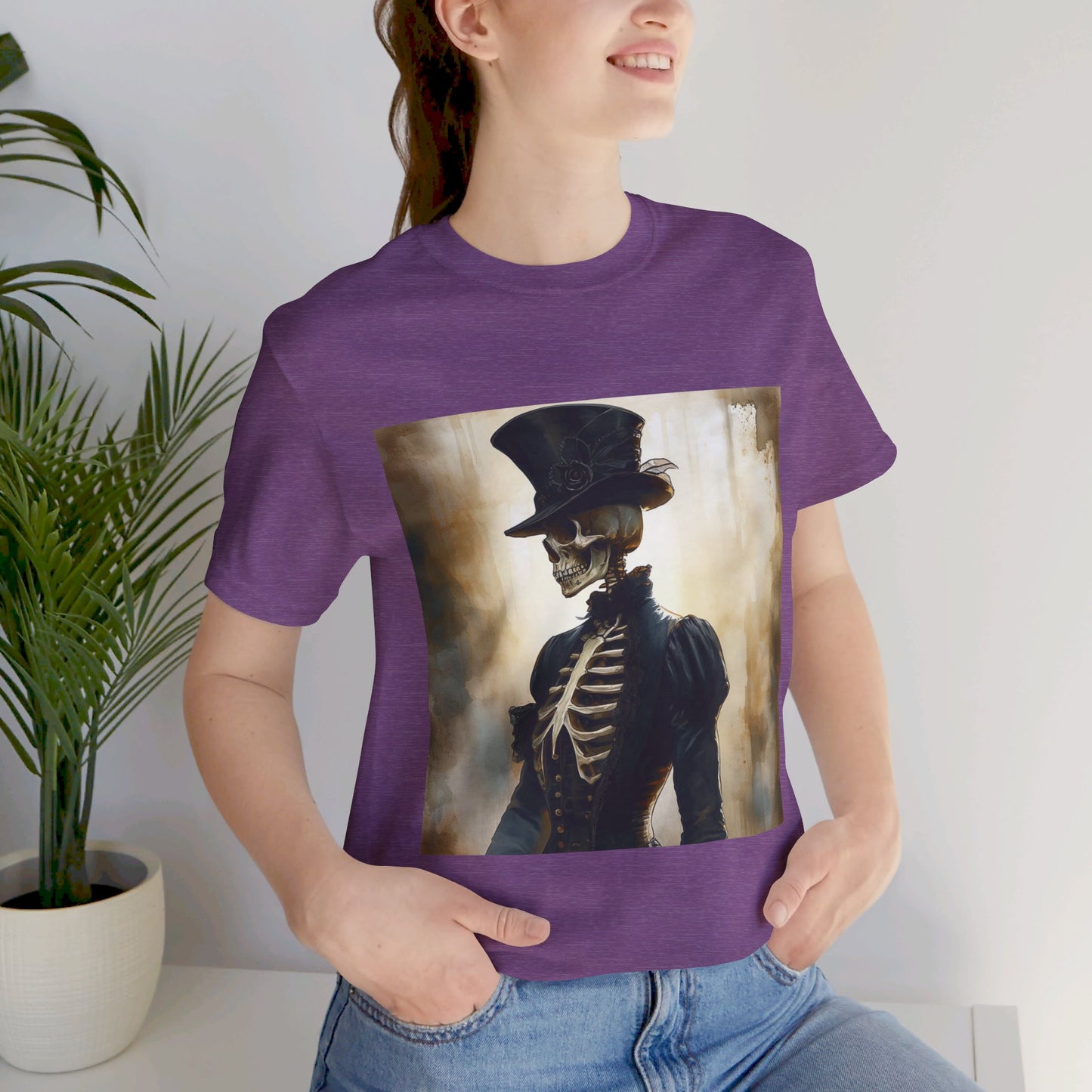 Top Hat Victorian Skeleton Unisex Jersey Short Sleeve Tee