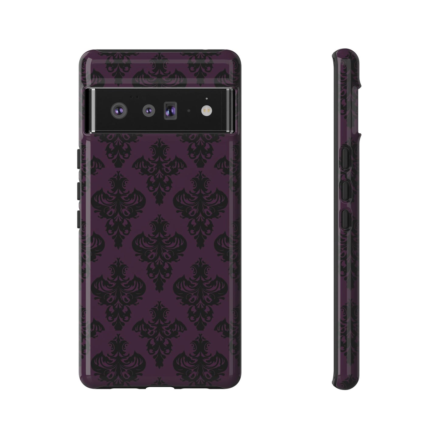 Purple and Black Victorian Damask Pattern Tough Cases