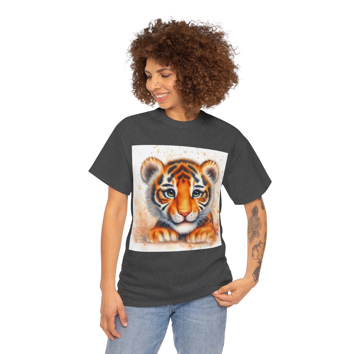 Cute Tiger Unisex Heavy Cotton Tee