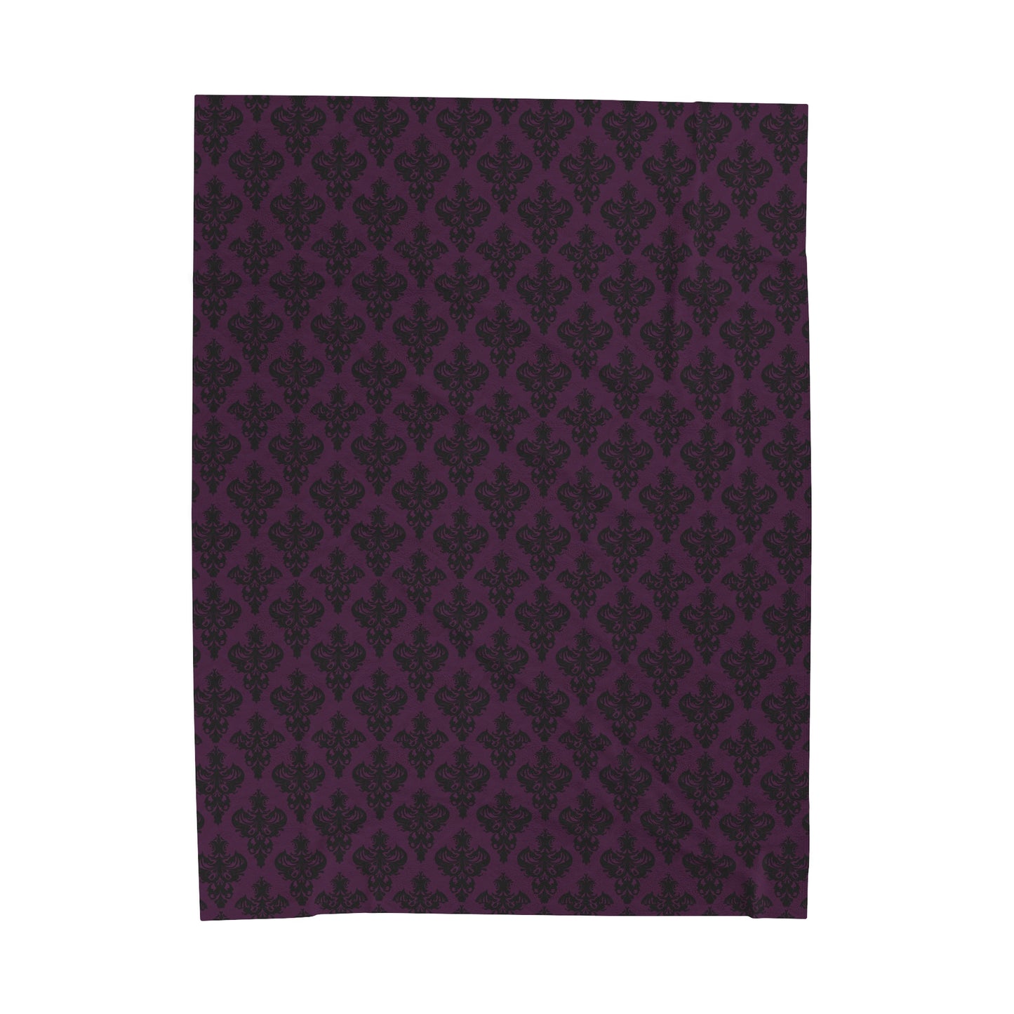 Purple and Black Victorian Damask Pattern Velveteen Plush Blanket