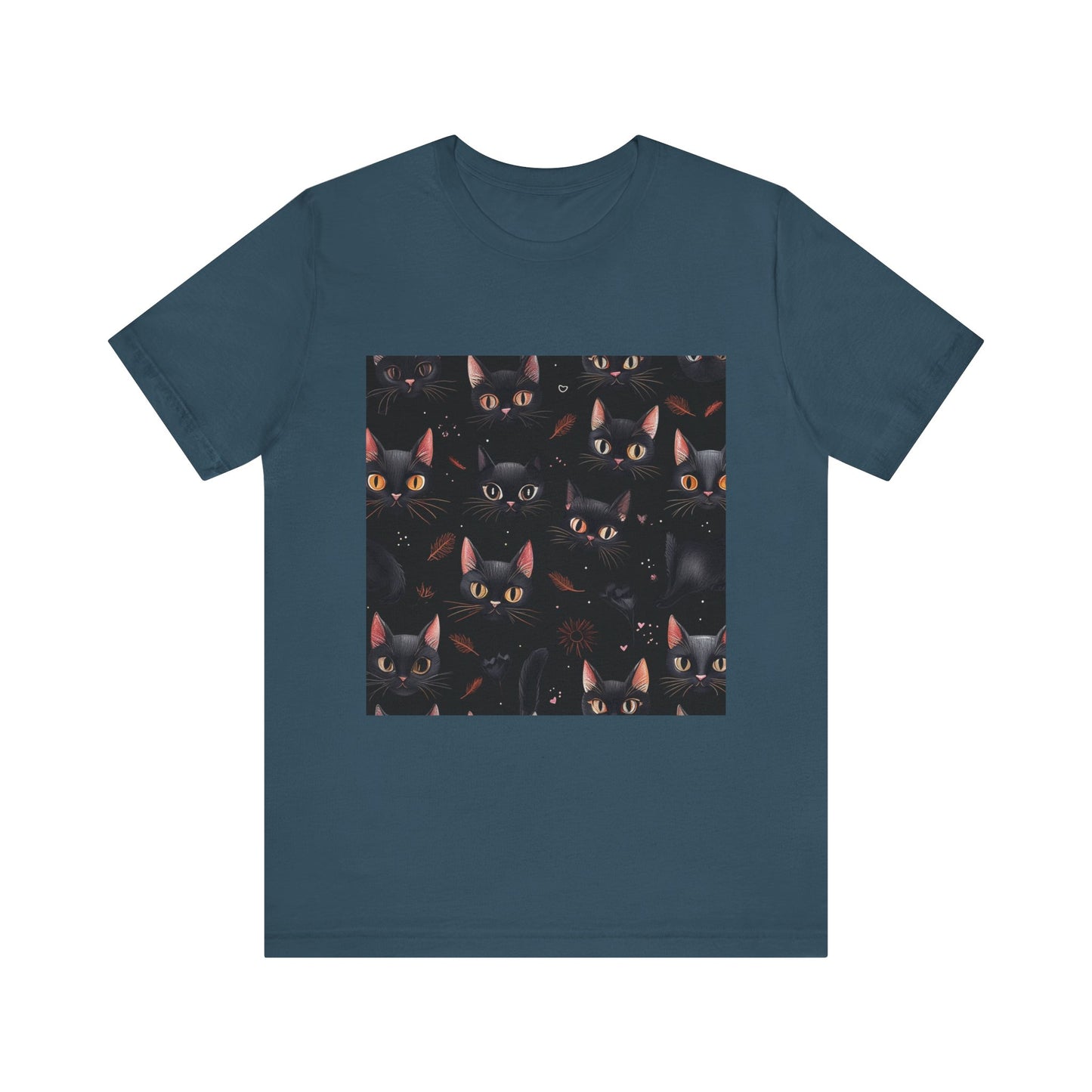 Cute Black Cat Pattern Unisex Jersey Short Sleeve Tee