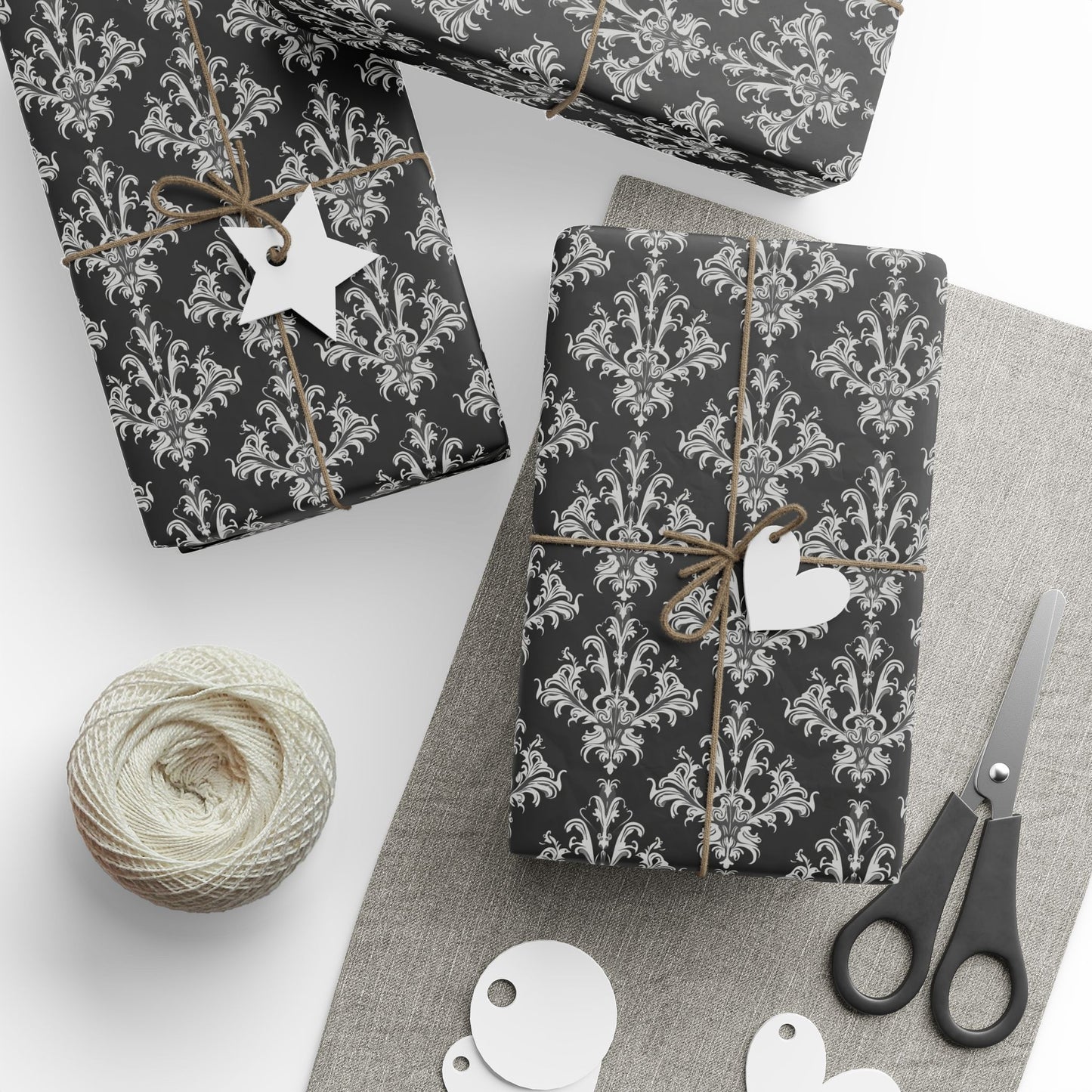 Gray and Black Victorian Pattern Wrapping Papers