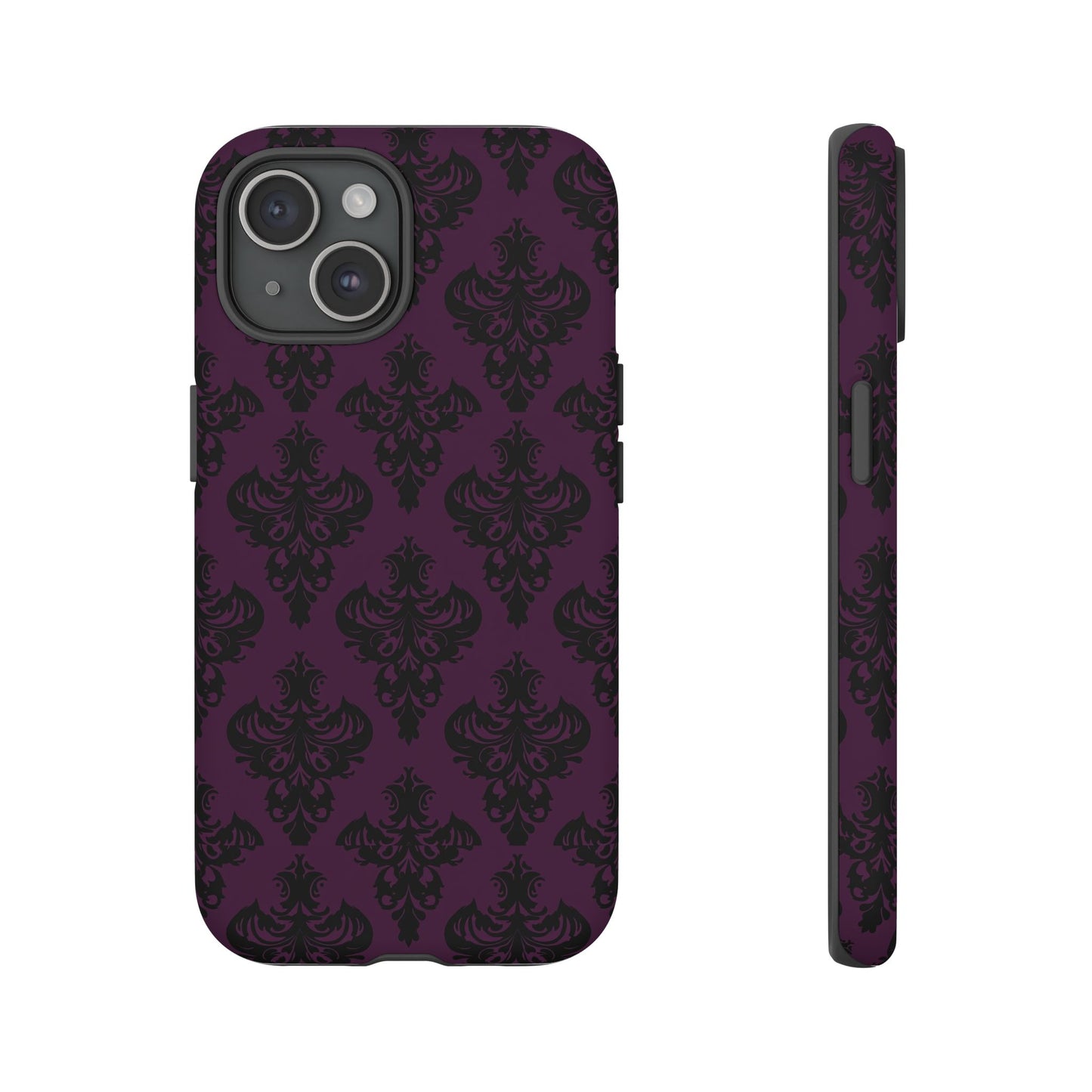 Purple and Black Victorian Damask Pattern Tough Cases