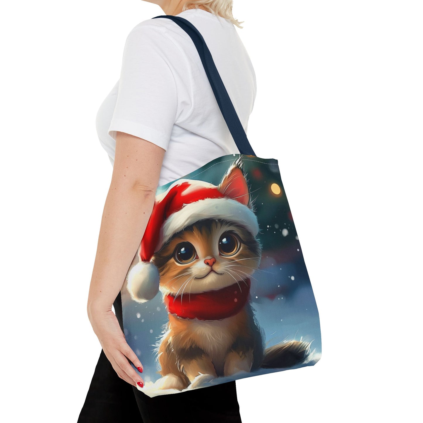 Cute Festive Kitten Tote Bag (AOP)