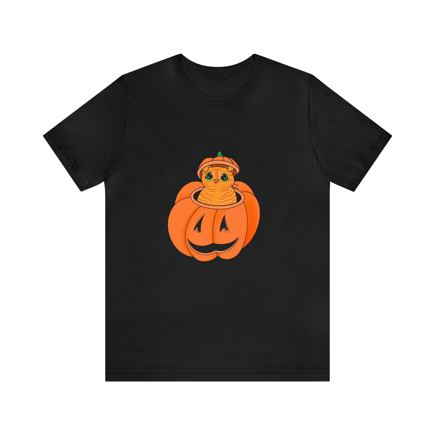 Orange Cat in a Jacko lantern Unisex Jersey Short Sleeve Tee