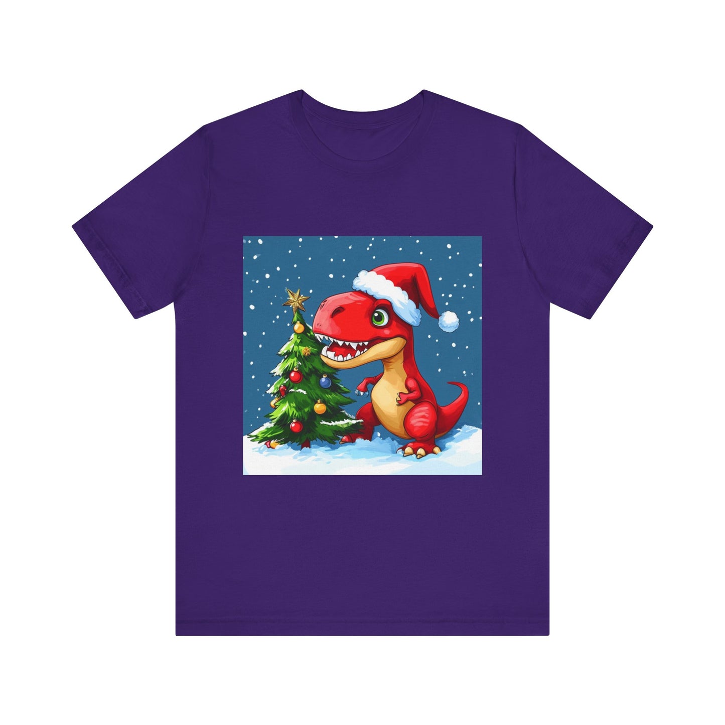 Red T-Rex Christmas Unisex Jersey Short Sleeve Tee