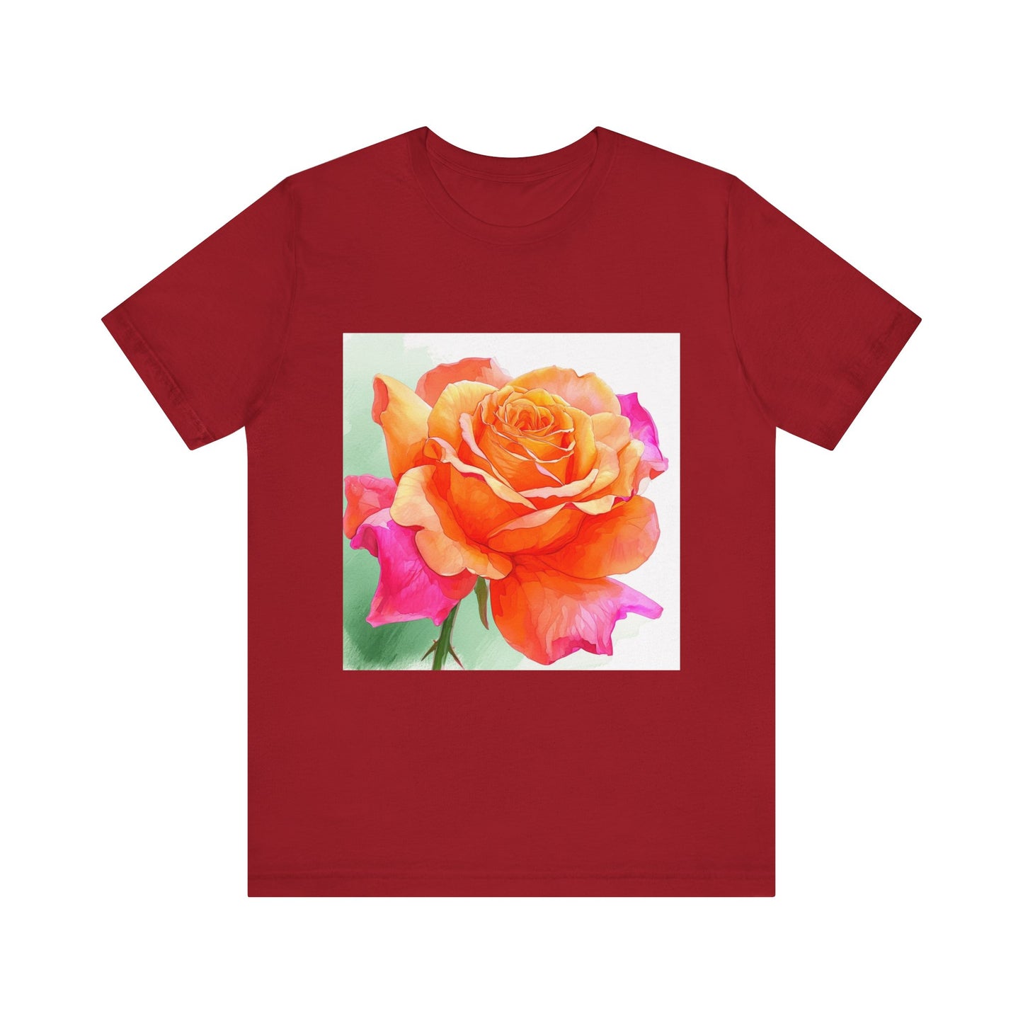 Radiant Rose Art Unisex Jersey Tee - Vibrant Rose Design