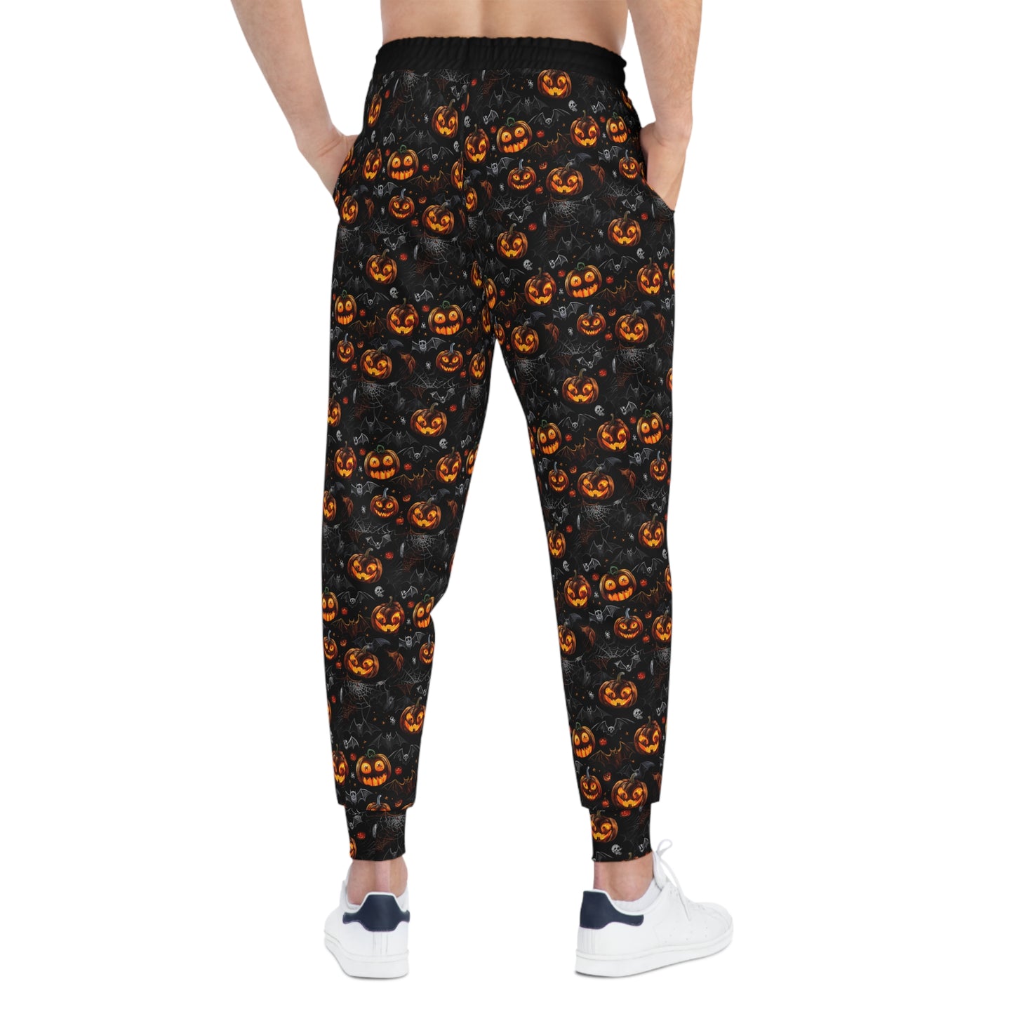 Spooky Pumpkin and Bats Pattern Athletic Joggers (AOP)