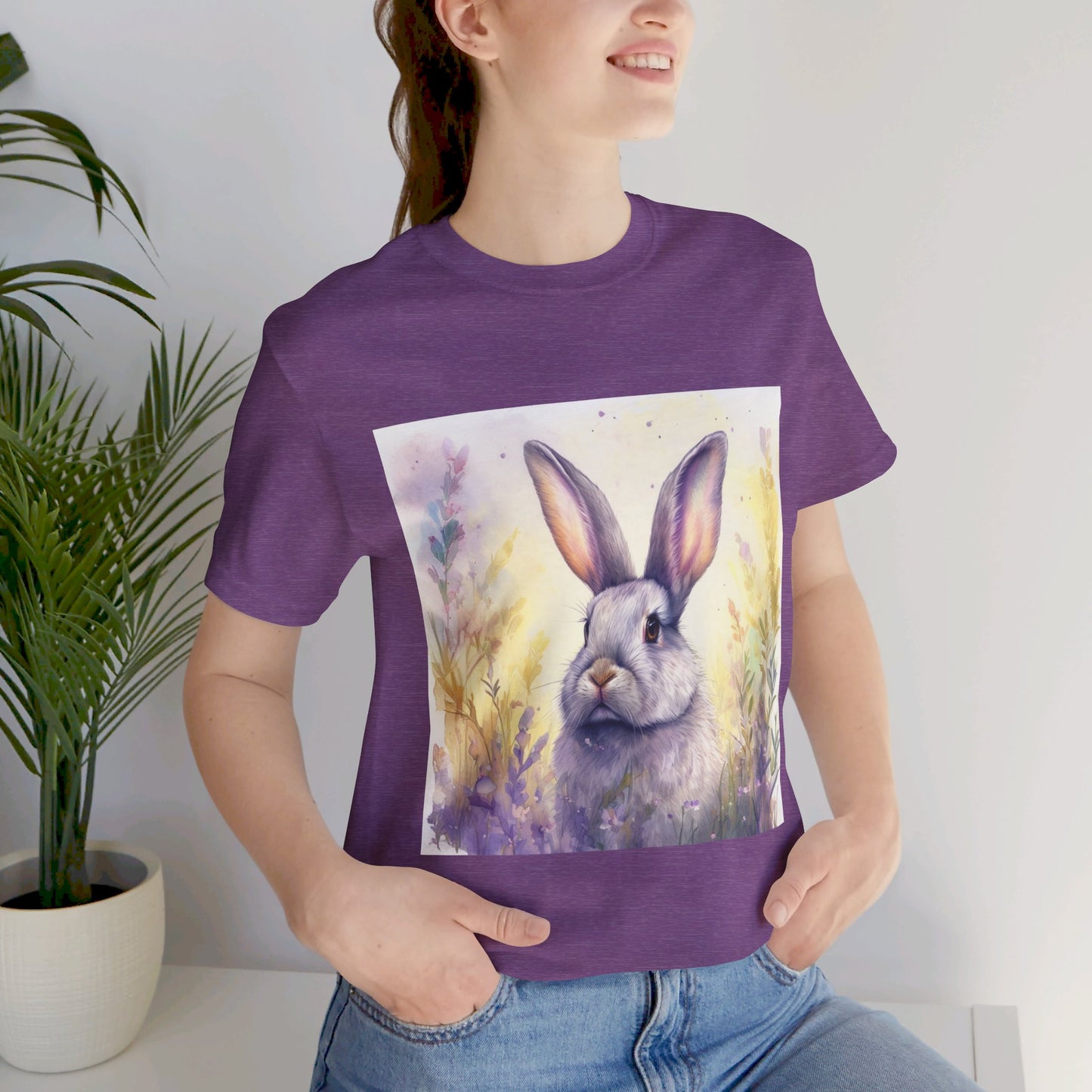 Realistic Cute Bunny Unisex Jersey Short Sleeve Tee